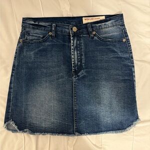 Wishlist Frayed Hem Denim Mini Skirt - Blue